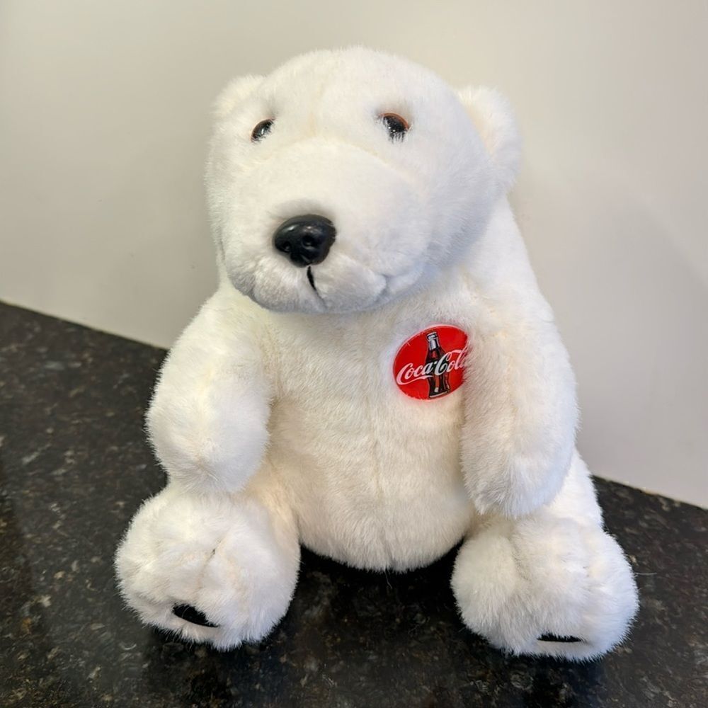 Vintage Coca-Cola Plush Polar Bear White Stuffed Animal COKE Promo Teddy